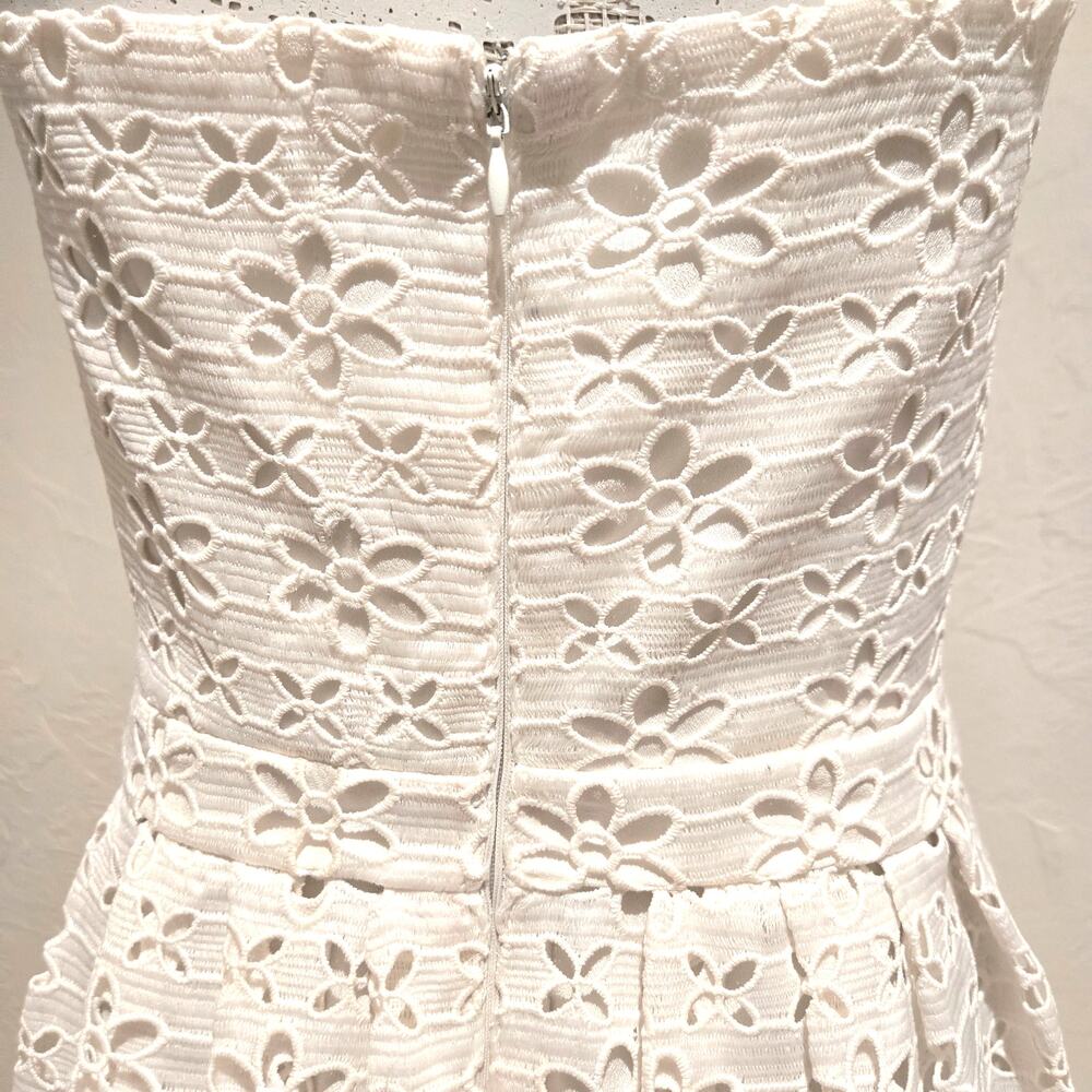 Yumi Kim White XOXO Eyelet Strapless Fit & Flare Midi Dress - Size L Sweetheart - Picture 6 of 10